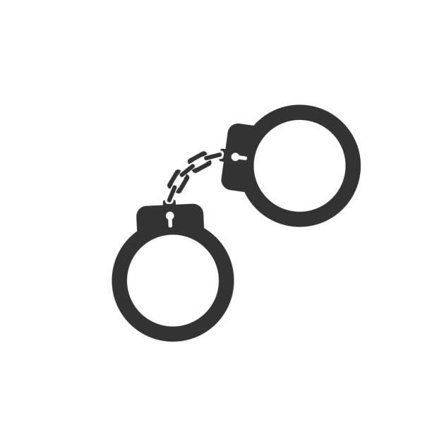 흰색 배경 그림에 간단한 스타일의 수갑 아이콘. 벡터 - handcuffs stock illustrations