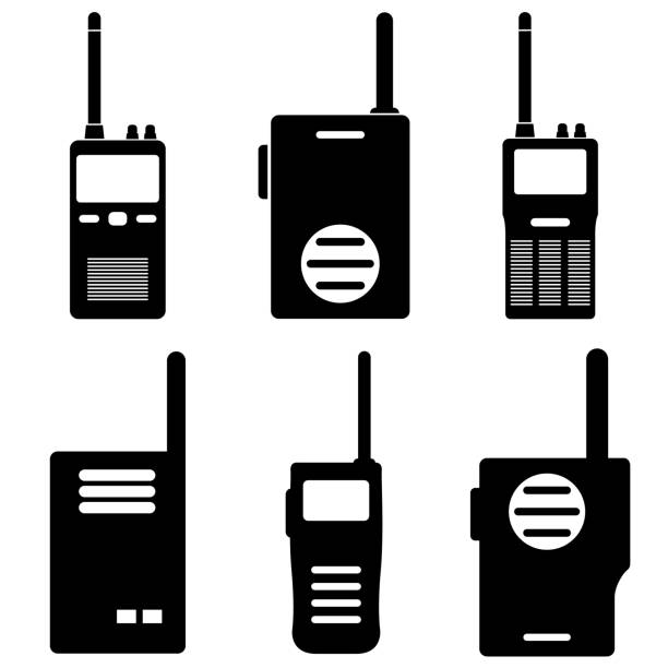 illustrations, cliparts, dessins animés et icônes de icône de talkie-walkie, vecteur de stock, logo isolé sur fond blanc - walkie talkie