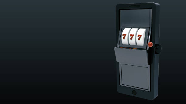 istock Modern Black Smartphone With Slot Machine - 3D Illustration 1345999117