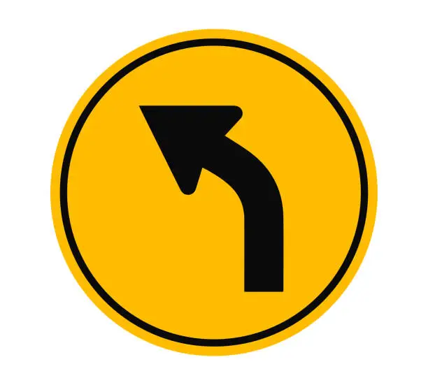 Vector illustration of Left Curve Ahead Traffic Sign Vector Illustration Design Editable Resizable EPS 10