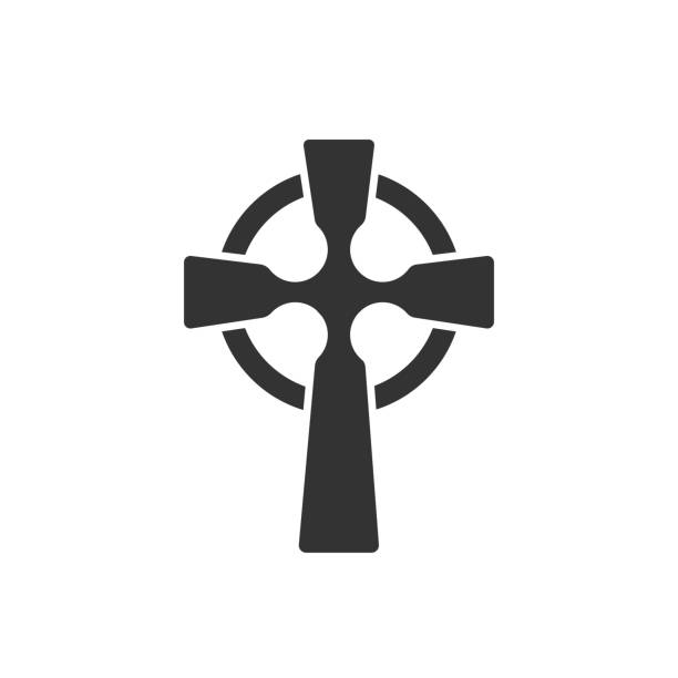 Celtic cross icon in modern flat style. Vector illustration Celtic cross icon in modern flat style. Vector illustration silhouette of black jesus on the cross stock illustrations