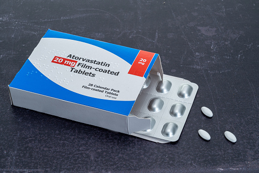 A generic box of statin pills