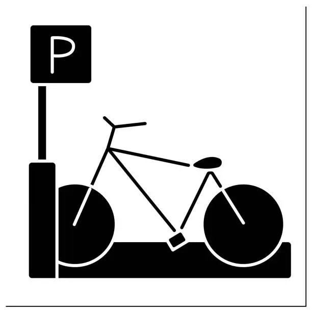 Vector illustration of Bicycle parking rack glyph icon