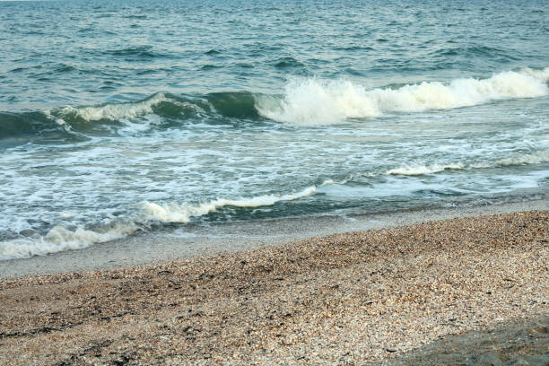istock Beautiful seascape with waves and sea foam 1346003972