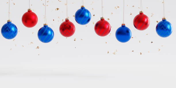 istock Christmas or New Year holidays background, red and blue baubles, 3d render 1346006442