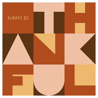 Happy Thanksgiving card with geometric typography. Stock illustration