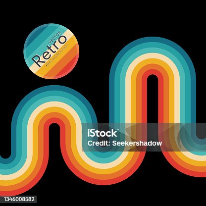 istock Abstract Minimalist retro background with rounded striped elements. Vector color vintage illustration 1346008582