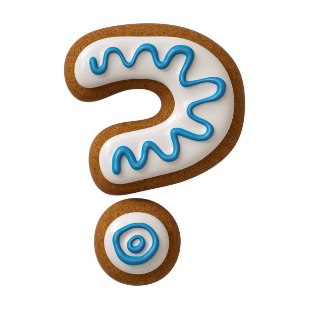 istock Alphabet question mark made of color gingerbread cookie isolated on white background. 1346010923