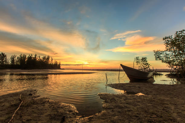 Beautiful sunset over South China Sea from Kuala Penyu Sabah, Borneo Malaysia