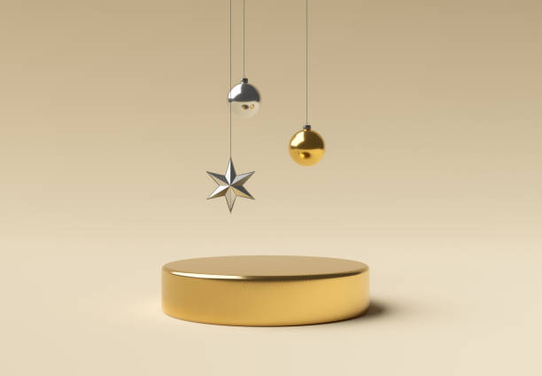 istock golden cylinder with christmas ornaments 1346013508