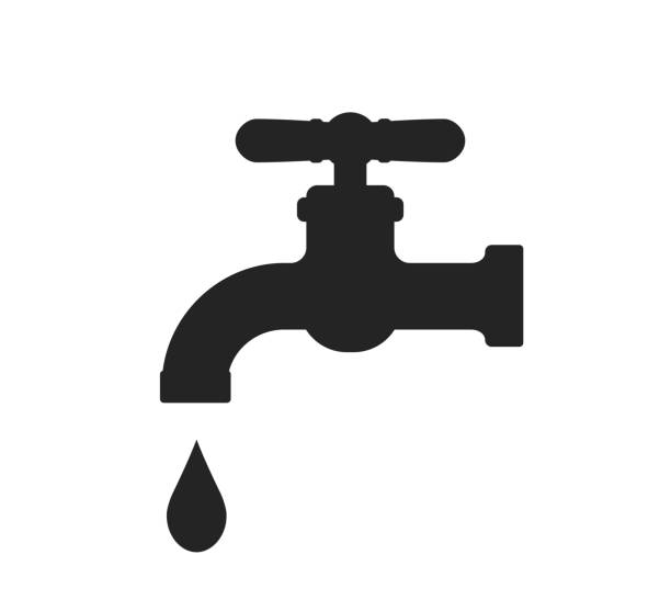 ilustraciones, imágenes clip art, dibujos animados e iconos de stock de icono del grifo de agua. elemento de diseño doméstico vectorial aislado. guardar símbolo de agua - plumber