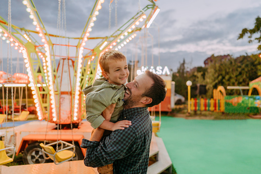 Photo of father and son at the traveling fair