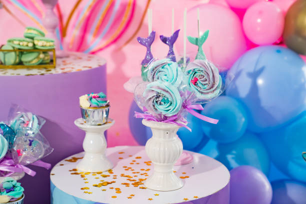 istock candy bar in a nautical style with a candle number five. 1346019745