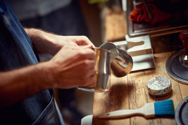 istock Close up of a barista making foam 1346021246
