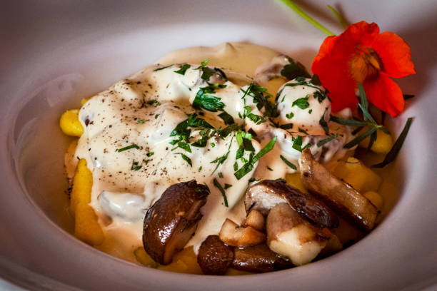Dumplings - pumpkin gnocchi with mushroom sauce