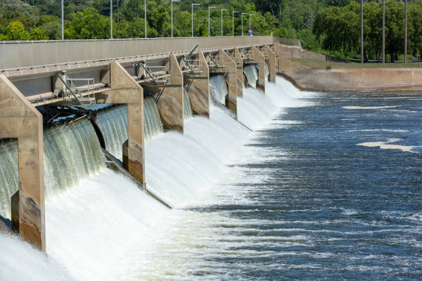 Coon Rapids Regional Dam on Mississippi River stock photo