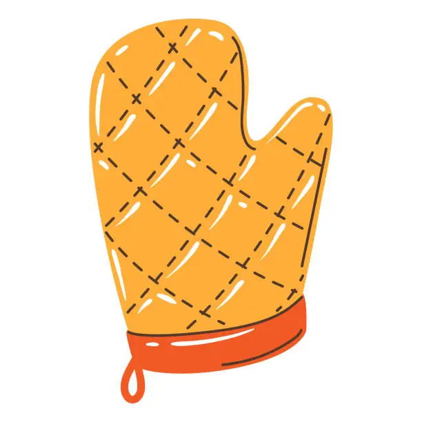 Vector illustration of Illustration of cooking potholder mitten. Stylized kitchen and restaurant utensil.