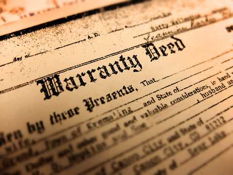 Old warranty deed transfer title to land real property home legal document