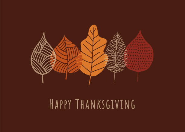 ilustrações de stock, clip art, desenhos animados e ícones de happy thanksgiving card with autumn leaves. - cair ilustrações