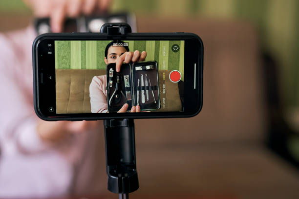 istock Beauty blogger at video streaming 1346026773