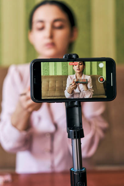 istock Beauty blogger at video streaming 1346026870