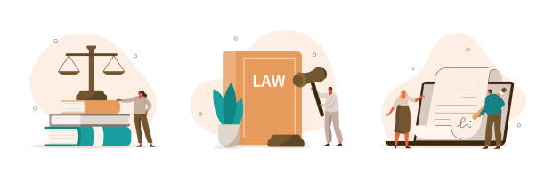 stockillustraties, clipart, cartoons en iconen met law set - law