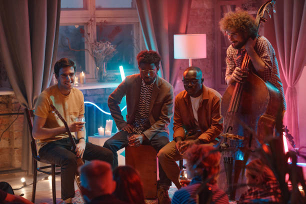 istock Music band talking to their fans 1346027854