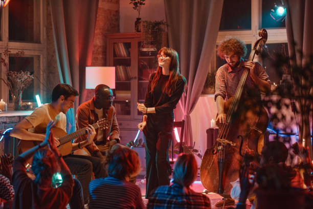 istock Music band performing in music studio 1346028164