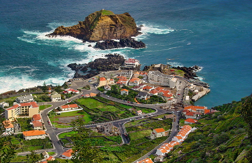 Aerial view of the Madeira coast, Madeira, Portugal