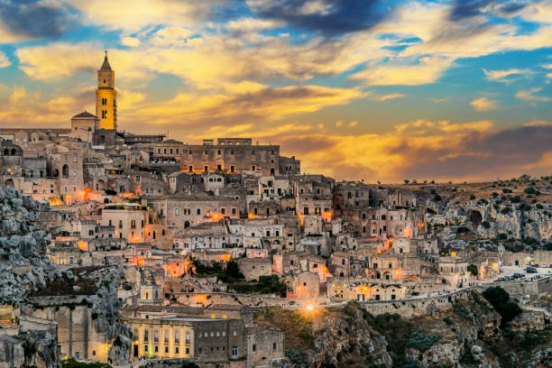 istock Panoramic night view of Matera, Basilicata, Italy 1346032158