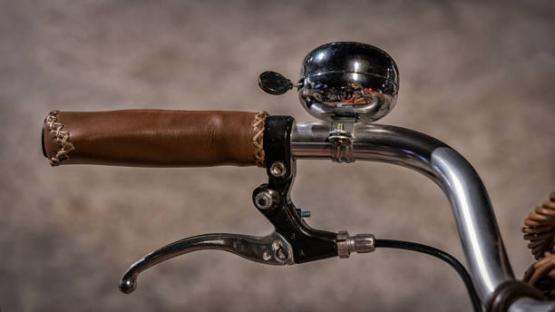 istock Leather Handlebar, Brake and Bell of Vintage Bicycle 1346032736