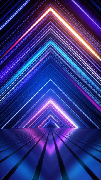 3d rendering, abstract geometric background, triangular shape with glowing neon lines, vertical wallpaper 3d rendering, abstract geometric background, triangular shape with glowing neon lines, vertical wallpaper hyperspace stock pictures, royalty-free photos & images
