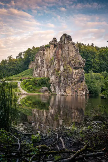 In the morning at the Externsteine ​​in Germany.