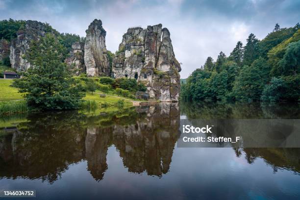 The Externsteine In Germany Stock Photo - Download Image Now - Externsteine, Stone - Object, Tall - High
