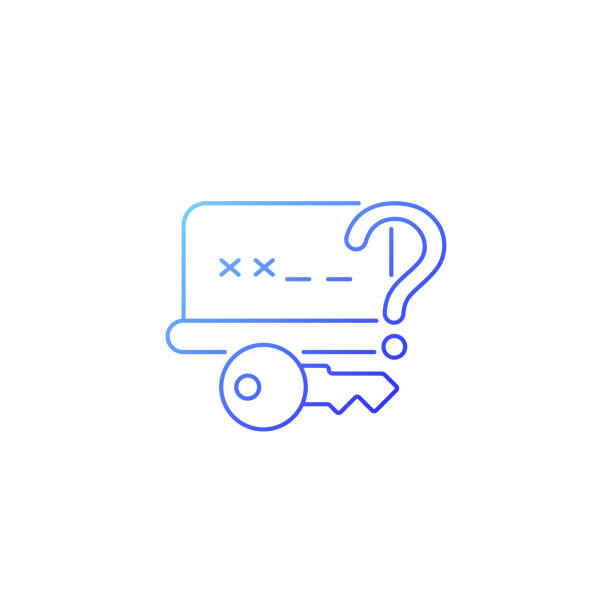 Forgetting password gradient linear vector icon Forgetting password gradient linear vector icon. Account recovery. Online privacy. Password management. Thin line color symbol. Modern style pictogram. Vector isolated outline drawing reset art stock illustrations