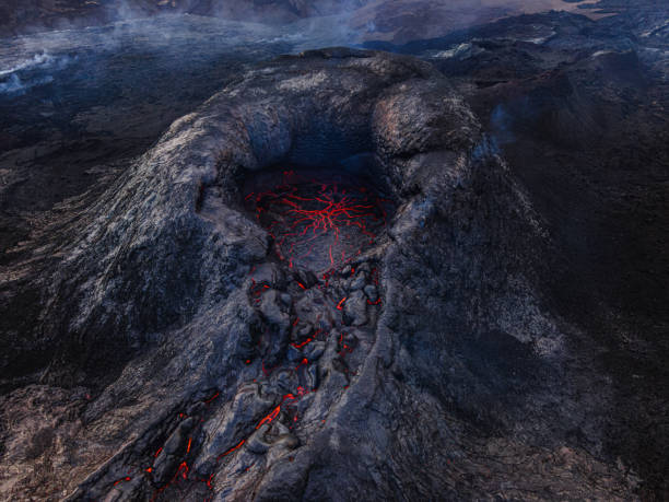 Volcanic crater before eruption in Iceland