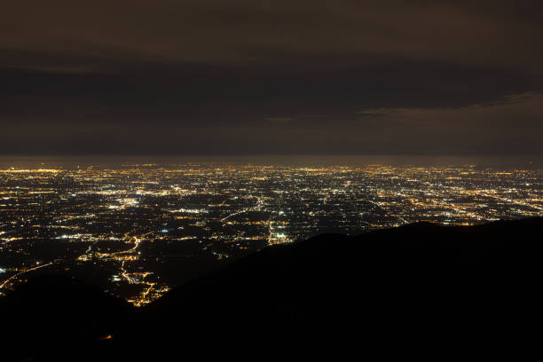 istock Aerial view of a plain illuminated by electric light 1346036570