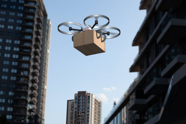 istock delivery drone flying above the city 1346037900