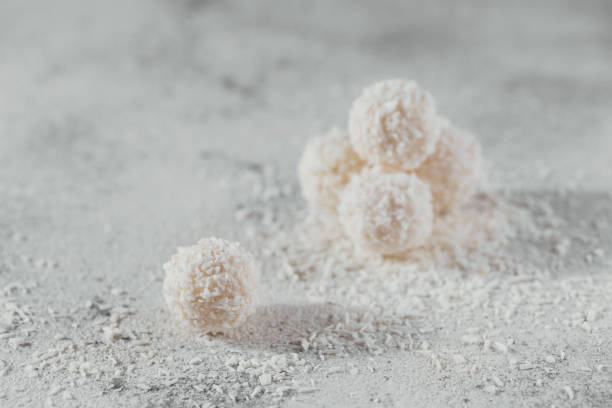 istock Coconut healthy sugarfree balls in coco flakes on white background 1346040698