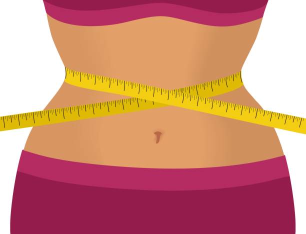 Centimeter Ribbon At The Waist The Concept Of Excess Weight Diet And Weight  Loss Body Positive Stock Illustration - Download Image Now - iStock