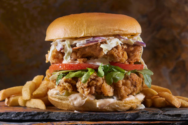 istock The Ultimate Double Spicy Crispy Fried Chicken Burger 1346047517