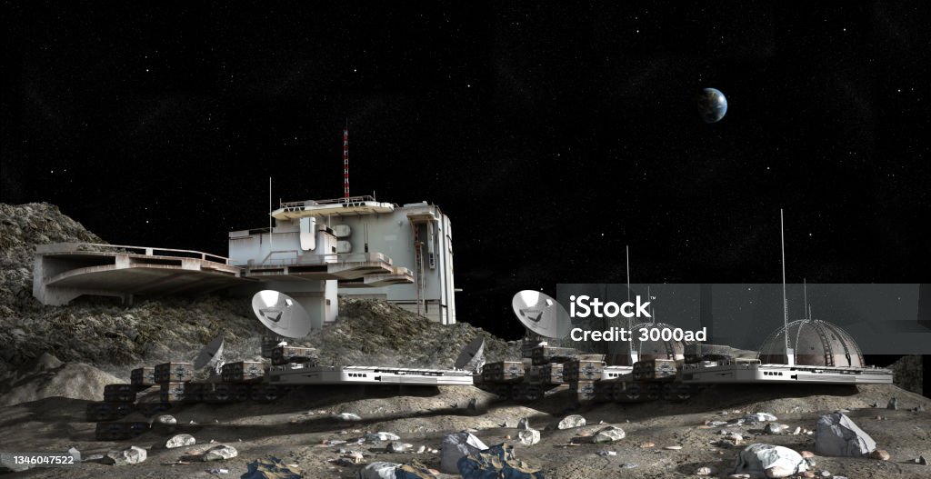 Moon outpost colony - Royalty-free Askeri üssü Stok görsel