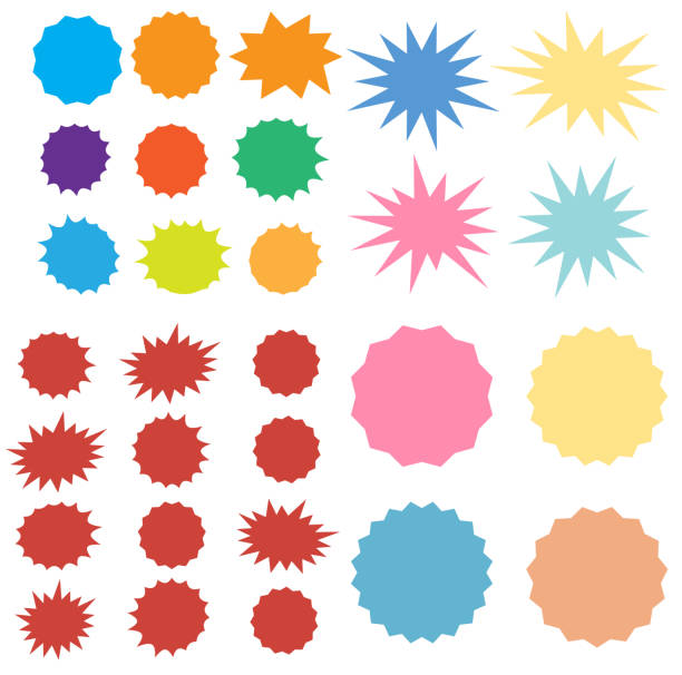 ilustrações de stock, clip art, desenhos animados e ícones de set of vector starburst, sunburst badges. starburst isolated icons set - efeito de refracção de luz