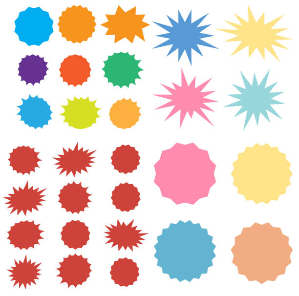 set of vector starburst, sunburst badges. starburst isolated icons set - 鏡頭眩光 幅插畫檔、美工圖案、卡通及圖標