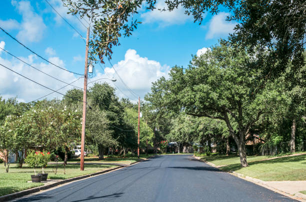 istock Freshly paved neighborhood street 1346048492