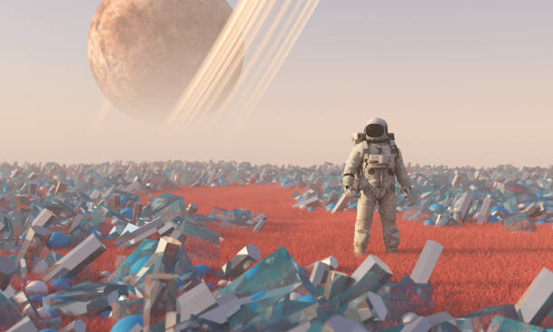 istock Astronaut on a strange remote planet 1346049926