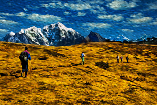 Hiking in Himalaya mountains. Ladakh, North India