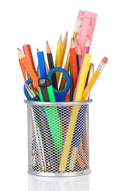 istock school accessories in holder on white 134605068