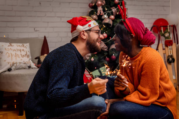 istock Couple celebrating christmas 1346054605