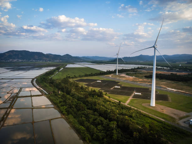 istock Landscape of a solar and wind power plant 1346054838